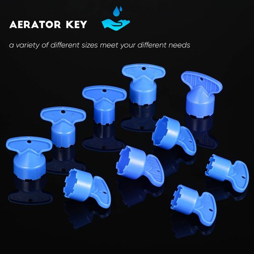 Mudder 5 Pieces Faucet Aerator Key Blue Removal Wrench Tool with 5 Sizes M16.5, 18.5, 21.5, 22.5, 24 Recessed Aerator Key Sink Wrenches for Cache Faucet