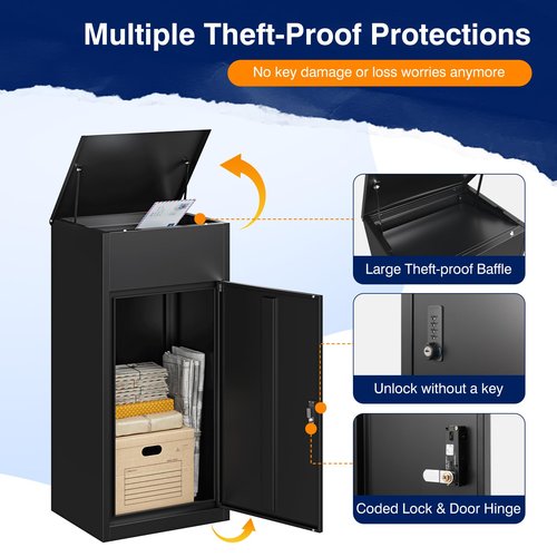 Yizosh Package Delivery Boxes for Outside,Extra Large Mailbox for Parcel with Secure Storage,Anti-Theft Parcel Mailbox with Coded Lock,Steel Package Delivery Box for Outdoor,Porch,Curbside