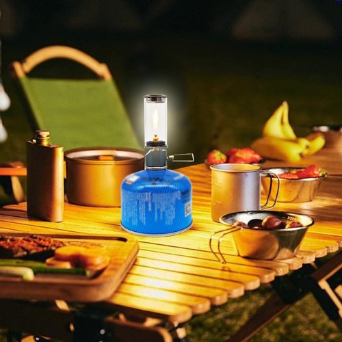 Gas Lantern, Dreamlike Candle Lamp Gas Lantern with Heat-Resistant Glass, Gas Lamp with Adjustable Valve, Gas Light for Camping and Hiking, Gas Lantern