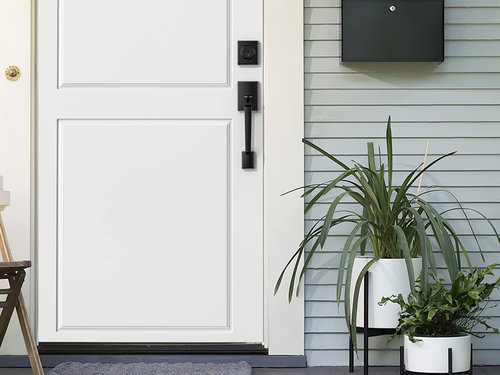 Brightify Black Front Door Handle, Matte Black Exterior Door Handle with Door Lever, Modern Front Door Lock Set, Adjustable Deadbolt with Single Cylinder, Reversible for Right&Left