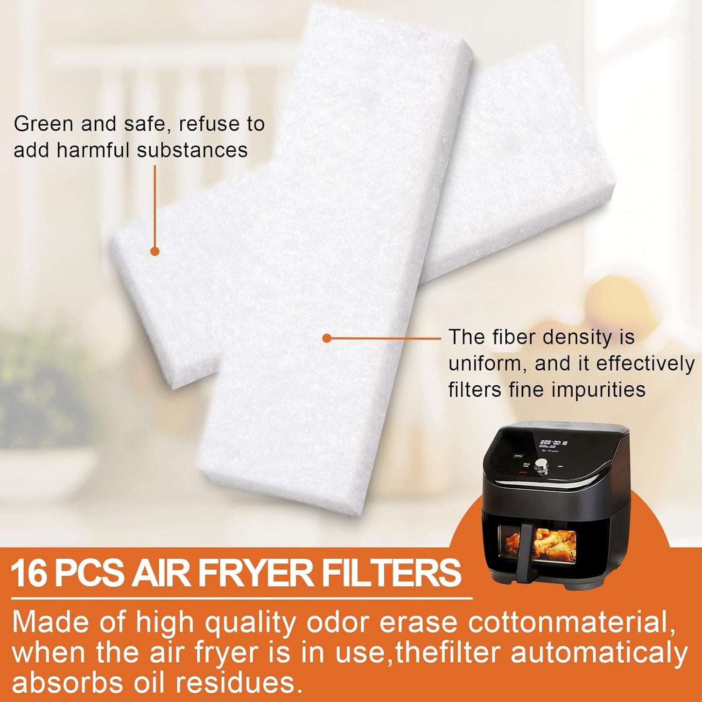 16Pcs Air Fryer Filter for Instant Vortex Plus 6-Quart Air Fryer, Effective Odour Removal, Compatible with Instant Vortex Air Fryer Accessories