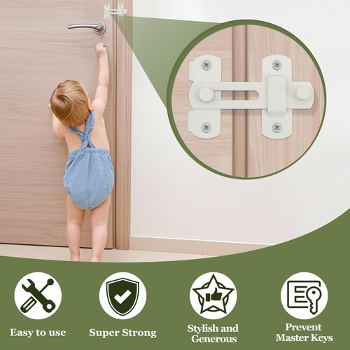 Alise Flip Latch Gate Latch,4 inch Stainless Steel Barn Door Lock,Anti-Theft Lock,Safety Door Lock for Wooden Fence,White Finish MS9001W
