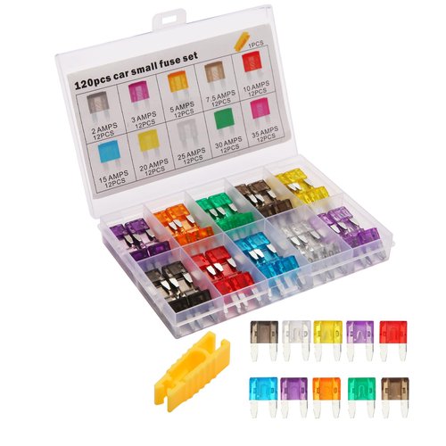 Liamner 120 Pieces Mini Fuse Kit, Car Fuse Assortment Kit, Mini Blade Fuses Automotive for Car, RV, Truck, Marine, Motorcycle, Auto Accessories(2A/3A/5A/7.5A/10A/15A/20A/25A/30A/35A)