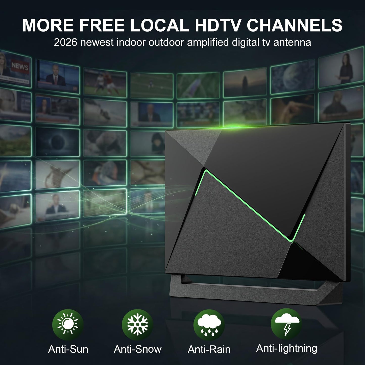 2026 TV Antenna for Smart TV Indoor for Local Channels HD Digital Antenna Outdoor Long Range Reception with Amplifier Signal Booster Supports 4K 1080p HD