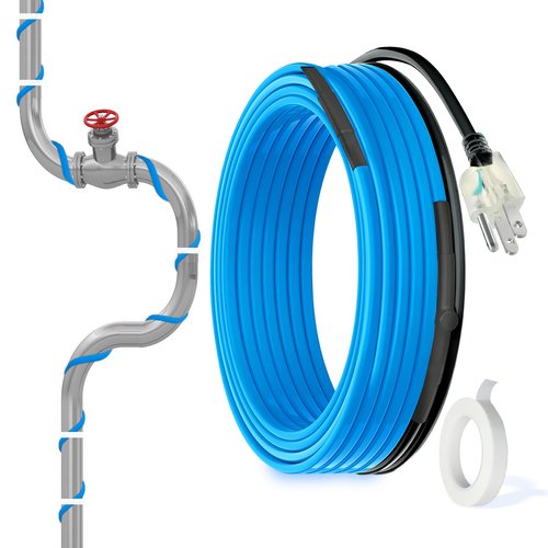 MAXKOSKO 6 Ft. 120 V Heating Cable for Pipe Freeze Protection, Self-Regulating Heat Tape for Water Pipes for Metal and Plastic Pipes, Energy-Saving Heat Trace Cable Keeps Water Flowing at -40 °F