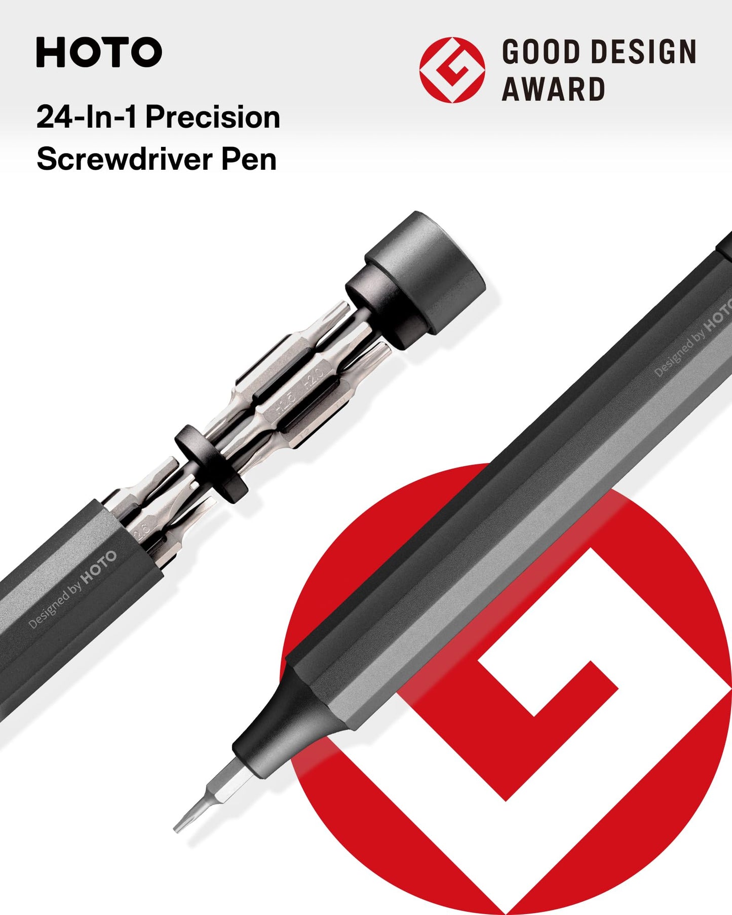 HOTO 24 in 1 Mini Screwdriver Set, Magnetic Torx Bit Set, Eyeglass Repair Kit, EDC Pen Screwdriver for Electronics, Watches, Phones, Laptops, Cameras, Gadgets for Men, Slate Grey