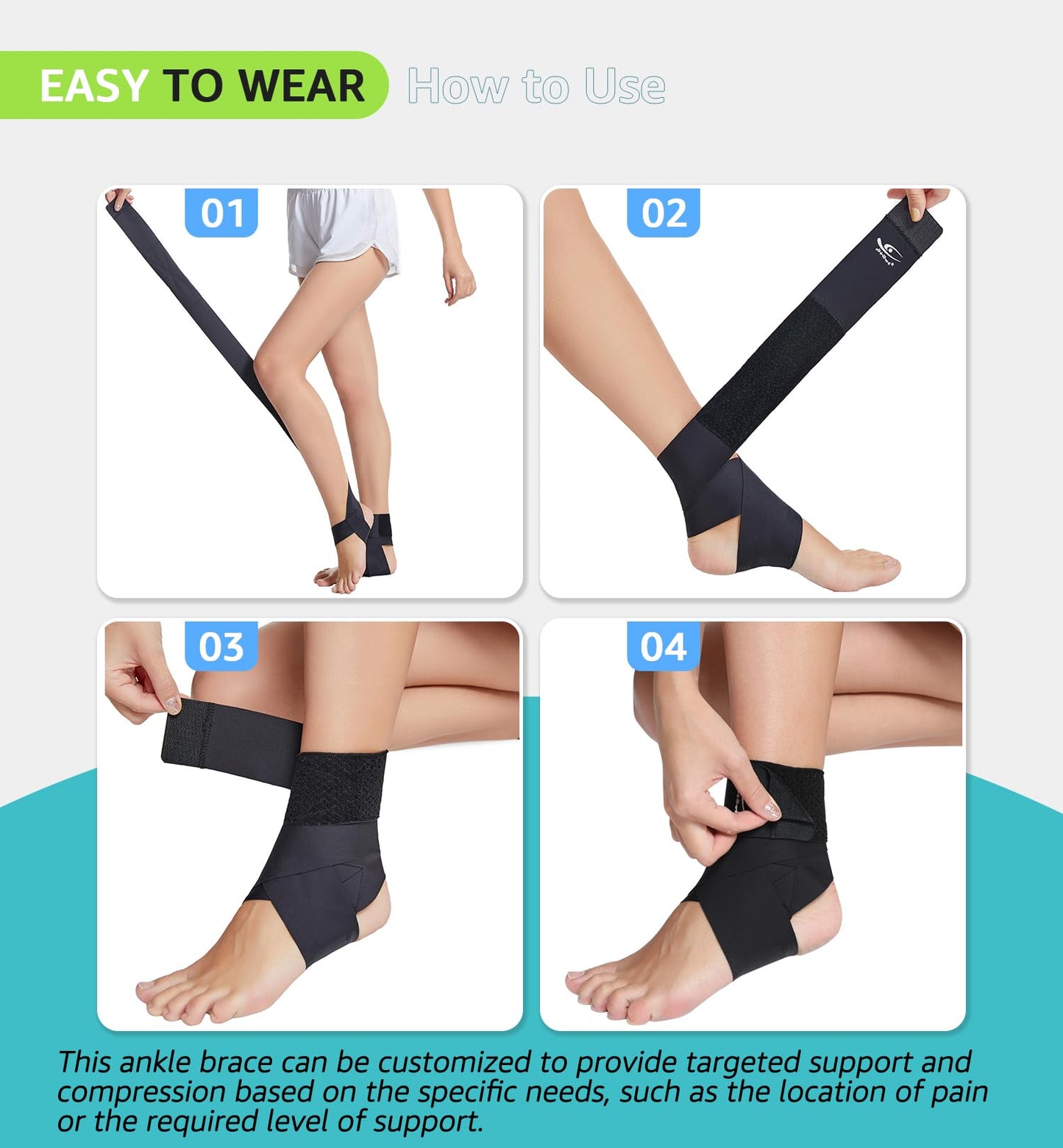 HiRui Ultrathin High-Elastic Ankle Wraps Ankle Brace for Men Women Kids, Adjustable Ankle Straps for Running, Football, Basketball, Sprains, Arthritis, Plantar Fasciitis (Black, Medium (Pack of 1))