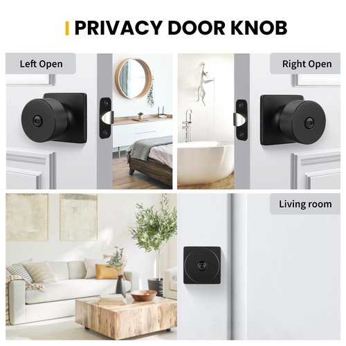 goldenwarm Matte Black Door Knobs Interior, Privacy Door Knob for Bedroom Door Knob, Black Interior Door Knobs Privacy Lock 8 Pack