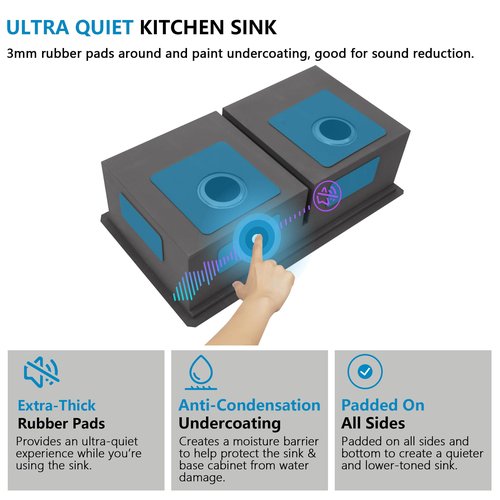 Fulorni 36"x19" Undermount Double Bowl Kitchen Sink Workstation - Gunmetal Black NANO-PVD, 16 Gauge 304 Stainless Steel, Under Counter Low Divide 50/50 Split Basin for Kitchen