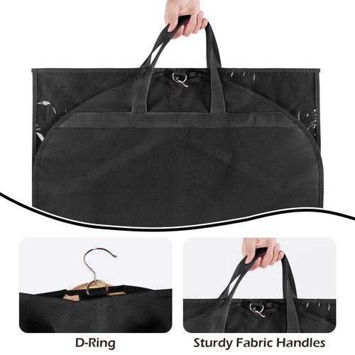 LOVEGRASS Kids Garment Bags for Dance Costumes, 40" Dance Garment Bags for Dancers with 4 Clear Zipper Pockets, Foldable Dance Competition Garment Bags for Hanging Clothes, 3 Pack, Black