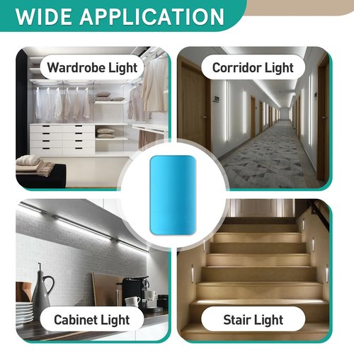 Gfdoso 12 Pcs Under Cabinet Light Magnetic Strip, Replacement Magnetic Strips with Adhesive Backing for Cabinet Lights - Iron Sheet for Cabinet Lighting(3CM×1.7CM Not Magnets)