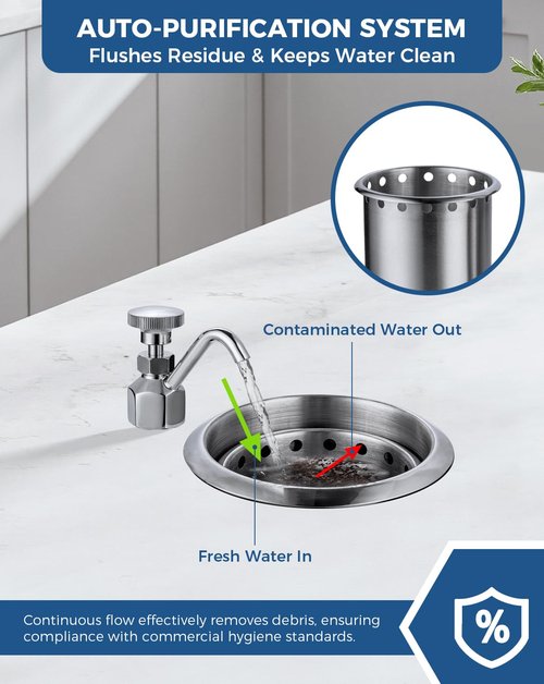 Phivan Kitchen Faucet Single Hole Dipper Well Faucet 0.5 GPM Flow Coffee Shop Bar Counter Sink Faucet Deck Mount Commercial Food Washing Tool for Washing Ice Cream or Coffee Spoons, Brass