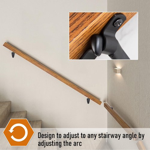 HOME MASTER HARDWARE Handrail Stair Brackets, 6 Pack Heavy Duty Hand Rail Bracket for Stairways Handrail, Staircase Bracket, Matte Black