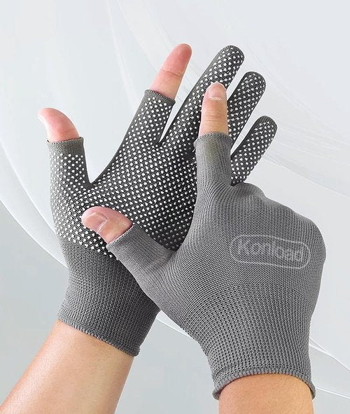 High Dexterity Nylon 13 Gauge Knit Glove with PVC Dots Plam Grip- Lightweight Open Finger Gloves Slip Breathable Fingerless Gloves-4 Pairs