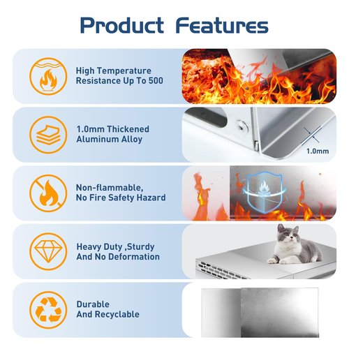 SHUUNDI Air Vent Extender for Under Furniture,Heavy-Duty 1.0mm Aluminum Alloy Floor Vent Deflector, Up to 12" Wide, Extends from 16.5"- 32", High Temp Resistance 570°F, Non-Flammable & No Odor