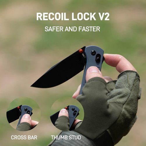 CJRB Bolt Folding Pocket Knife, 3.25'' AR-RPM9 Steel Blade G10 Handle EDC Knife with Recoil Lock Pocket Clip for Men Women Camping Survival Hiking, Blue (J1960)