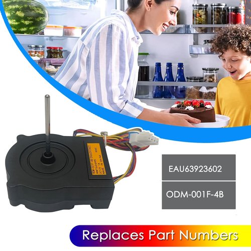 EAU63923602 Refrigerator Condenser Fan Motor Replacement for LG ODM-001F-4B Freezer Evapoartor Fan Motor Assembly DC 12V Fridge Cooling Radiator Freezer Parts