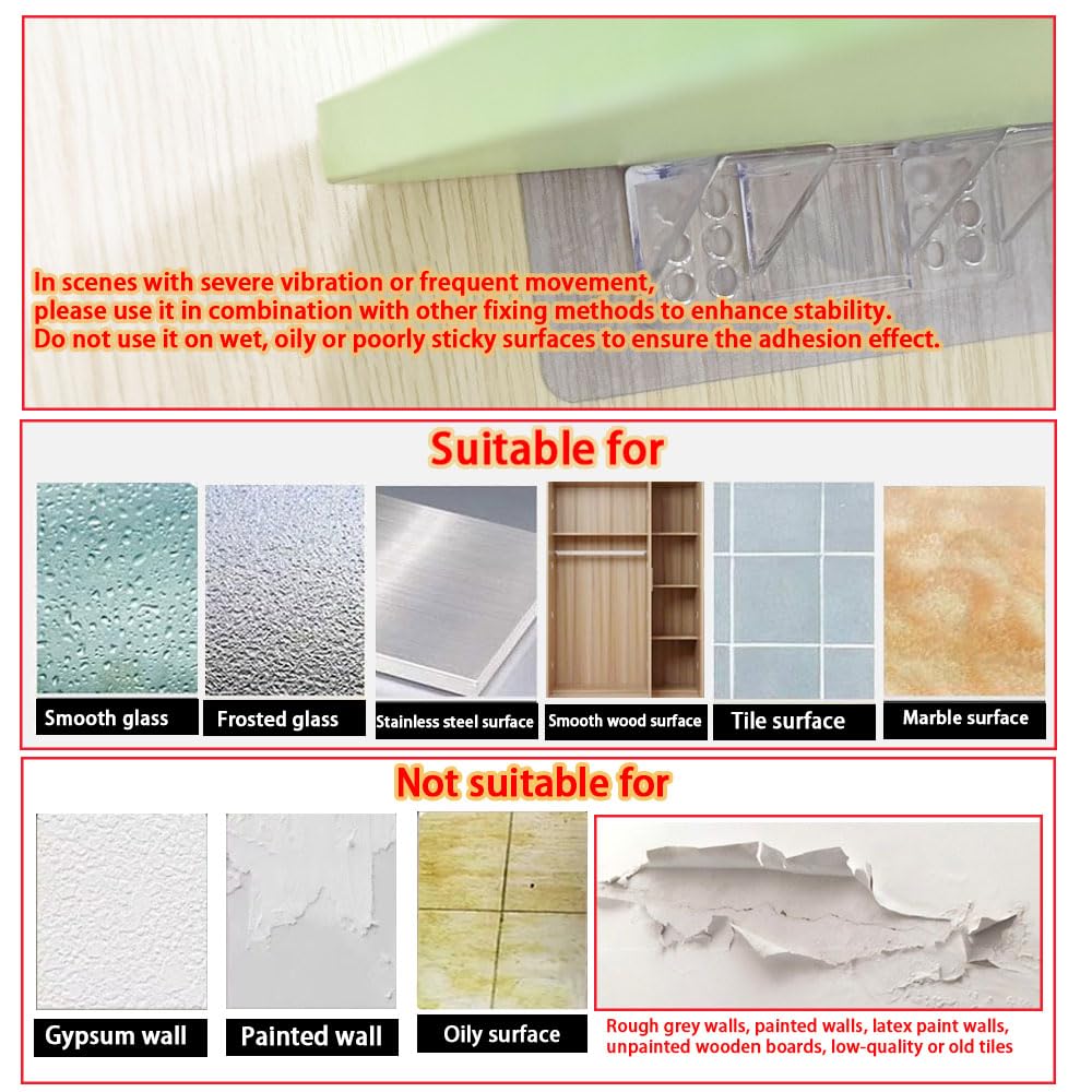 18 Pieces Large Size Adhesive Shelf Bracket, Double Row Thickened and Reinforced Design Shelf Support Pegs for Shelves Kitchen Cabinet Book Closet