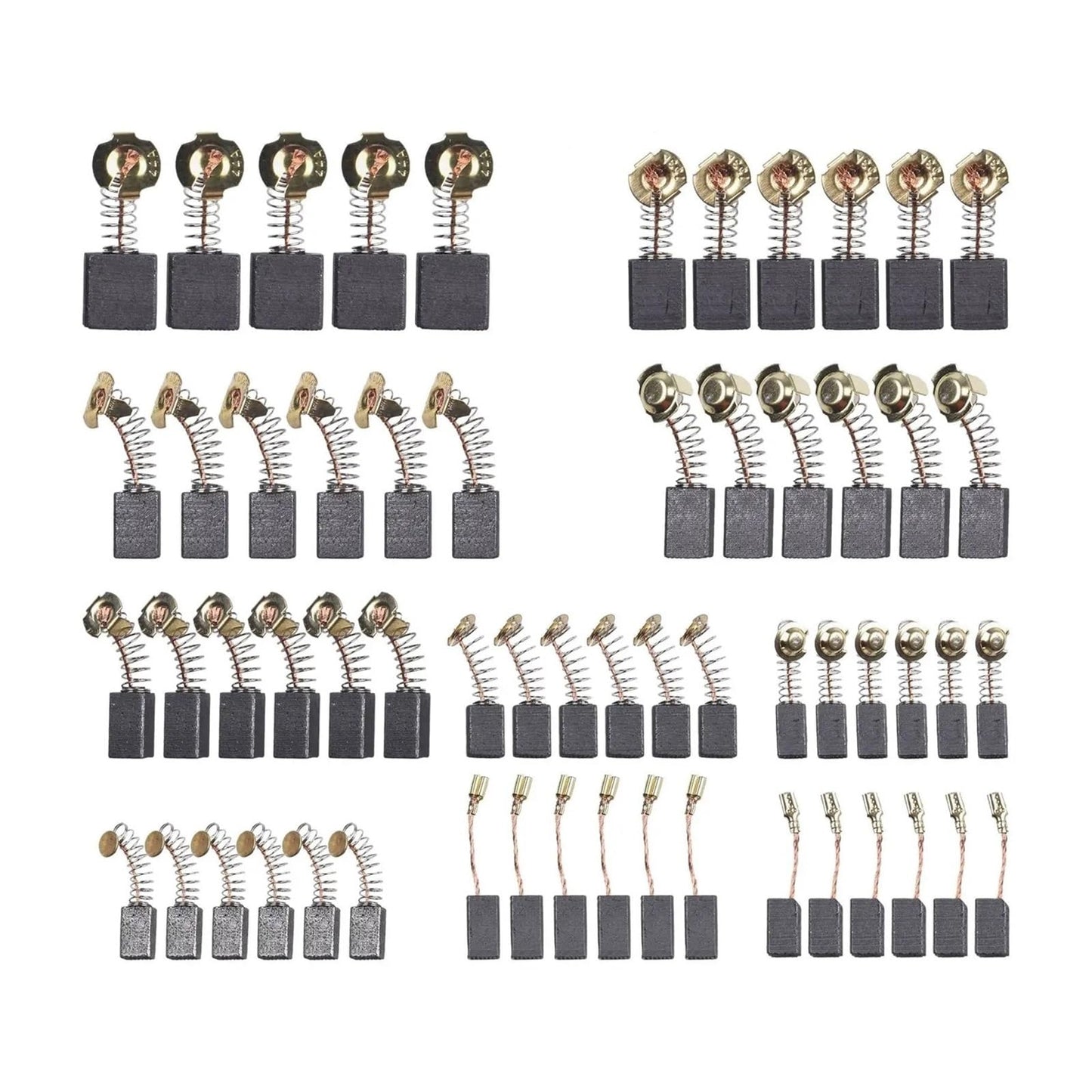 60pcs Replacement Electric Hammer Drill Graphite Brush, 10 Sizes Electric Motor Carbon Brushes, Motor Carbon Brushes