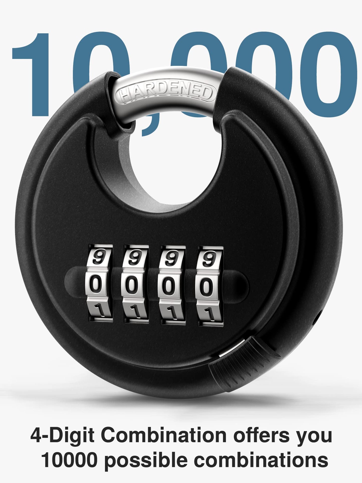 Puroma Combination Lock, 4 Digit Padlock with Hardened Steel Shackle, Keyless Heavy Duty Combo Lock for Outdoor Sheds Fence, Gate Hasps, Storage Unit, School Gym Locker (1 Pack, ‎Black)