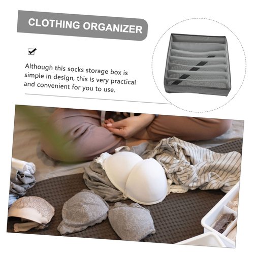 FUNNETOYU Underwear Drawer Organizer and Divider Storage Box for Clothes Socks and Lingerie Compartment Design for Closet and Dresser Grey Organizer for Efficient Home Organization