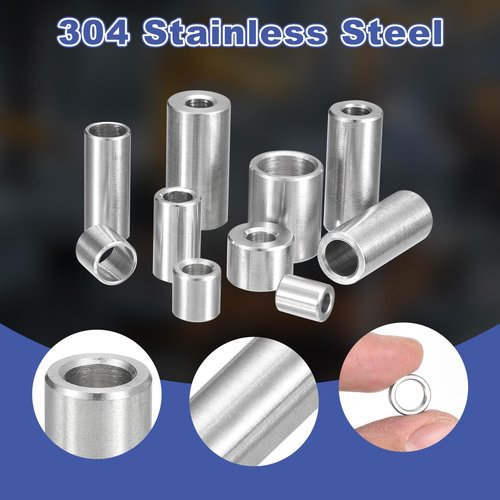 uxcell 8Pcs 304 Stainless Steel Spacer 1/2" OD x 1/4" ID x 1" Length(12x6x25mm) Screw Standoff Bushing Plain Finish Unthreaded Round Metal Spacer for M3 Screws Bolts and Rods, Silver