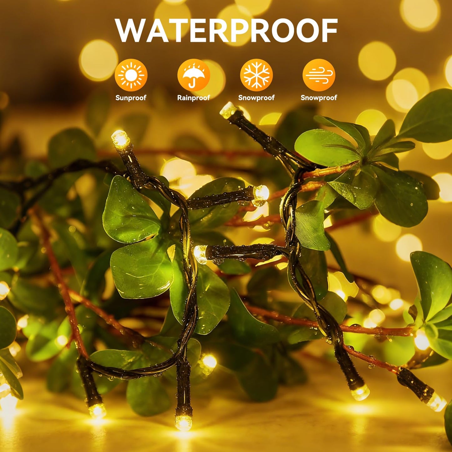 Solar String Lights Outdoor Waterproof 2 Pack Total 66ft 200LED 8 Modes Twinkle Lights Solar Fairy Lights for Patio, Garden Yard Party Wedding Tree Christmas Halloween Decoration, Warm White