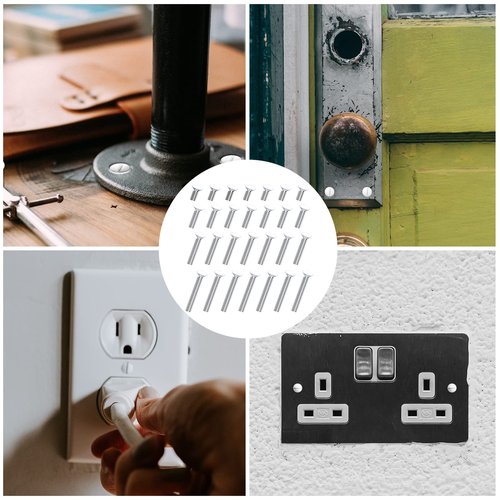 KINBOM 120pcs Wall Plate Screws, 4 Length Sizes 6-32 Thread Wall Panel Socket Screws Outlet Cover Screws Light Switch Cover Screw Replacement Electrical Screw for Wall Plate (White)