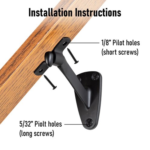HOME MASTER HARDWARE Handrail Stair Brackets, 6 Pack Heavy Duty Hand Rail Bracket for Stairways Handrail, Staircase Bracket, Matte Black