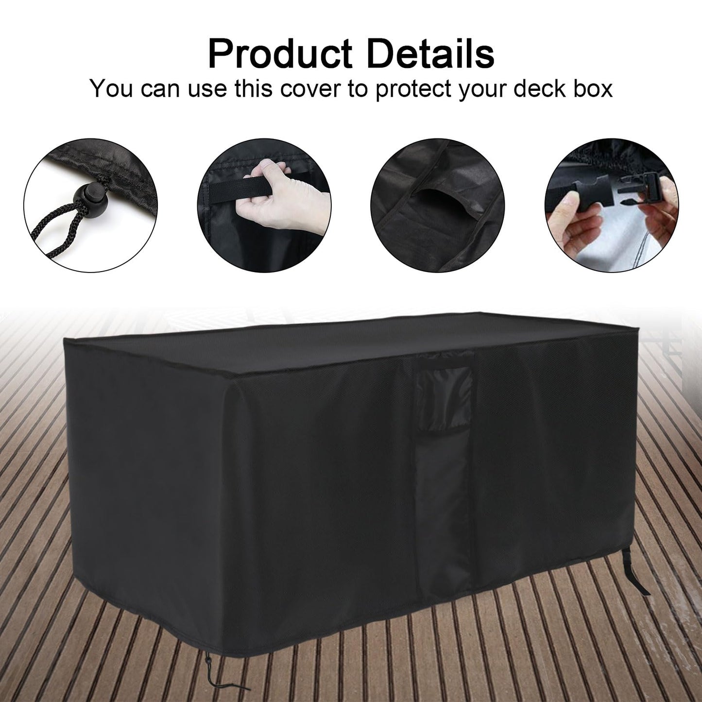 Jungda Outdoor Storage Box Cover for Keter XXL 230 Gallon Plastic Deck Storage Container Box,Waterproof Patio Storage Box Covers - 58 x 33 x 34 Inch