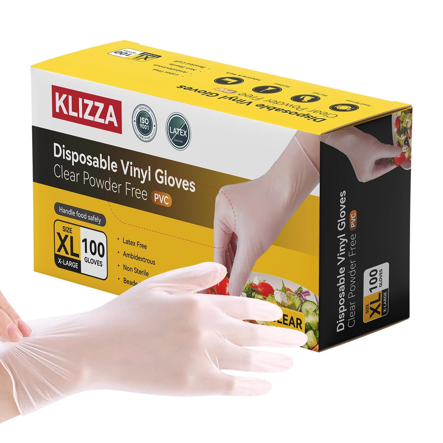 KLIZZA Disposable Gloves 4 Mil, 100 Count Clear Vinyl Gloves Latex & Powder Free – Food Safe for Small Kitchen Tasks, Quick Cleaning & Light Food Prep, Small