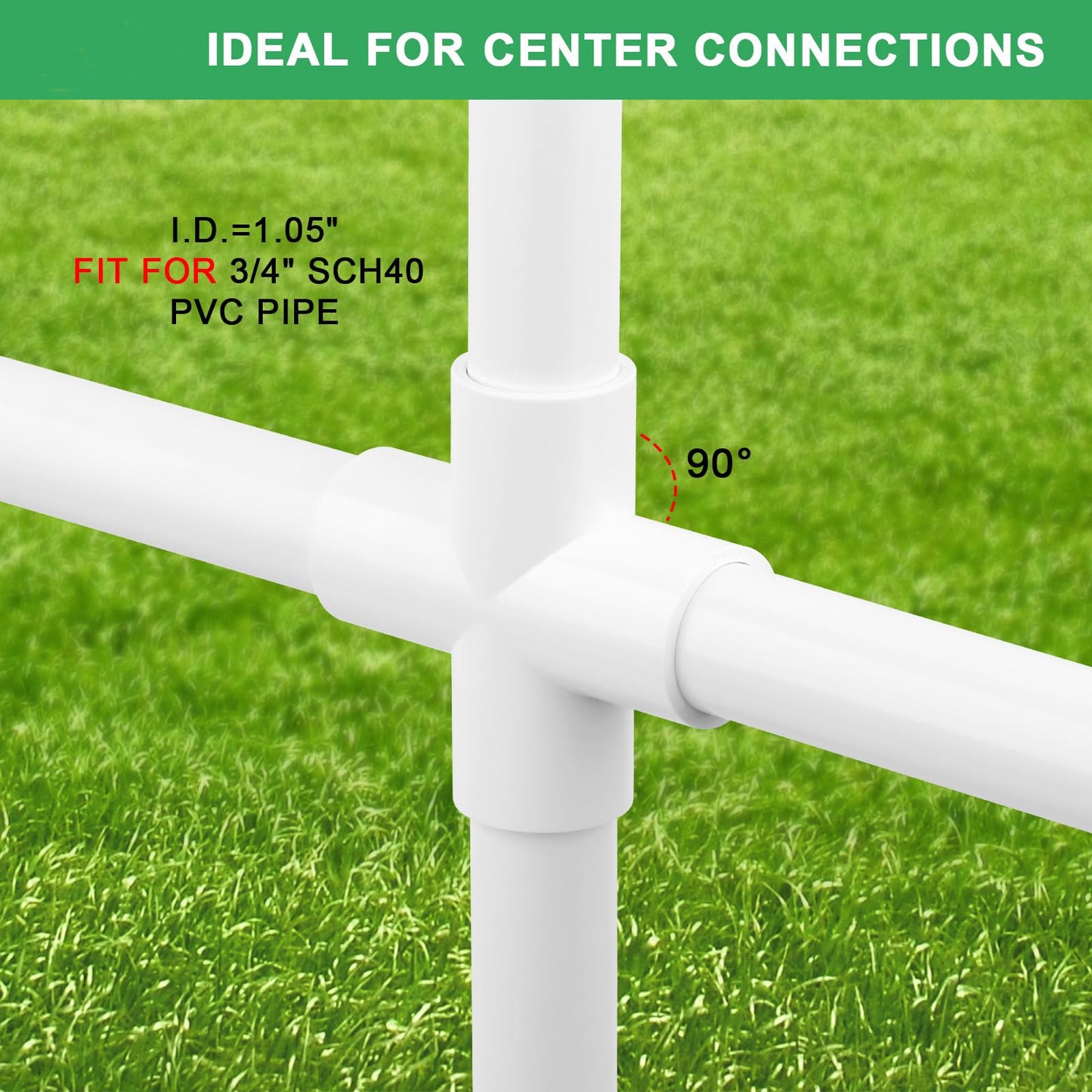 Lswteiz 8Pack 3/4Inch Cross PVC Fittings 4-Way Cross Elbow Pipe Fittings Connector for DIY Garden Shelf, Greenhouse Frame Tent Connections, Furniture Grade SCH40