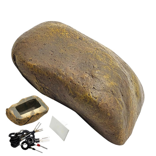 Hide A Key Rock - Waterproof Secret Outdoor Key Holder Safe Box, Resin Waterproof Dustproof Lock Simulated Hider for Outside Yard Friends Relatives