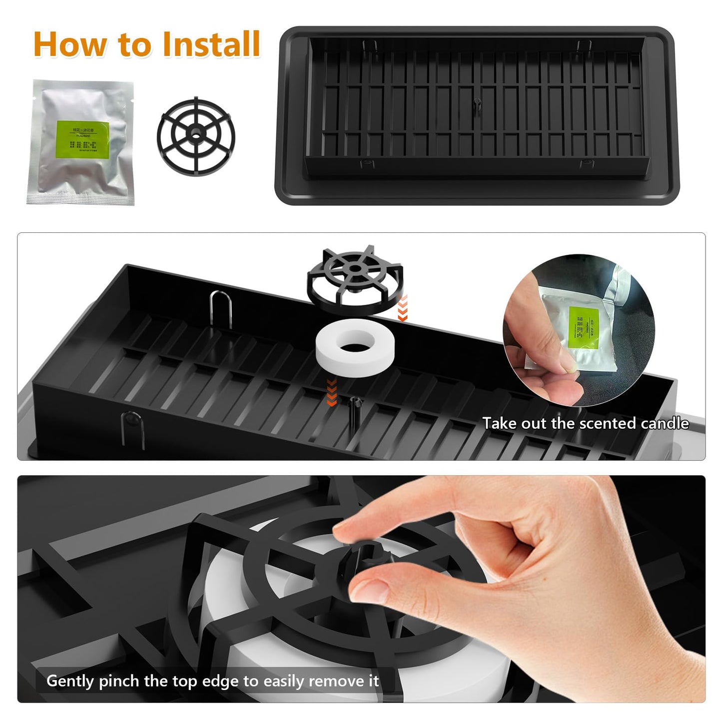 2 Pack Floor Vent Covers, Floor Register 4x10, Heavy Duty Walkable Steel Vent Cover, Adjustable Decorative Vent Covers for Home Floor Ceiling or Sidewall Vent, Rust-Proof Finish (Black)