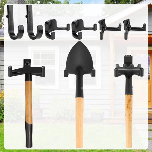6pcs Storage Shed Hooks for Suncast, Black J U Y-Shape Hanger Tool Heavy Duty Tool Hangers Hooks Garden Shed Accessories for Suncast Garage Wall Organization