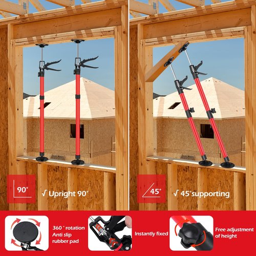 2Pack Adjustable Support Pole (Retractable from 12" to 24"), Cabinet Jacks for Installing Cabinets, Steel 3rd Hand Support System, Support Rod for Jacks Cargo Bars Drywalls, Supports up to 180 lbs