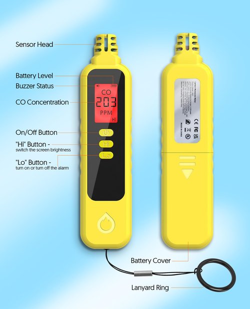 Carbon Monoxide Detectors, Portable CO Detector Battery Powered, Handheld Carbon Monoxide Monitor Alarm Detector with LCD Display for Home/Outdoor/Travel (Batteries Included)