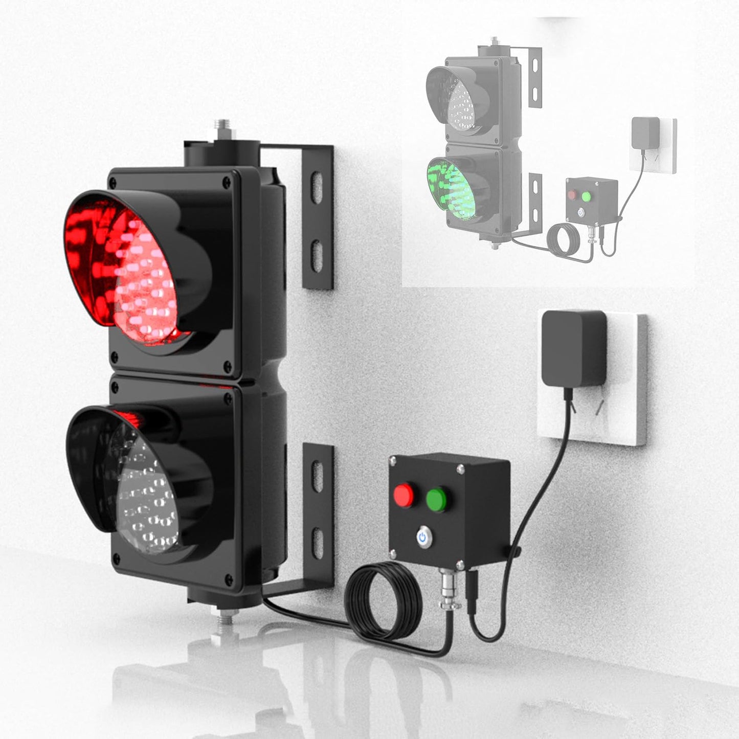 GQMYCDM 2 Red/Green LED Loading Dock Traffic Lights for Mounting Inside and Outside, Industrial Signal Lamp for Wall, with Control Switch, Plug & Play