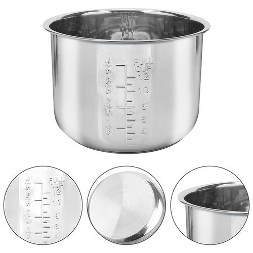 Linkidea Rice Cooker Inner Pot Replacement, 304 Stainless Steel Pressure Cooker Pot, Dishwasher Safe Inner Bowl Compatible with Power Pressure Cooker PPC770, PPC771 6 Quarts Cooker