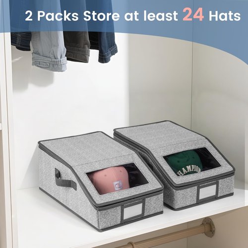 Wetheny Hat Storage for Baseball Caps - Holds up to 12 Caps Hat Organizer for Closet, Stackable Baseball Hat Storage Organizer with Cardboard, Grey (1 Pack)