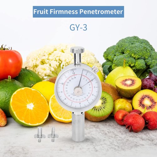 Fruit Firmness Penetrometer, Fruit Penetrometer Sclerometer , Fruit Firmness Tester, Fruit Hardness Tester Machine, with 2 Measuring Head, for Determining the Maturity Level of Fruit