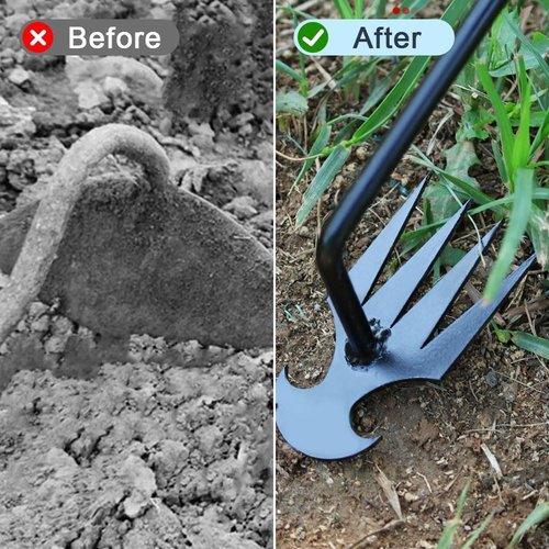MFIE Peachloft Weed Puller - Peachloft Garden Weed Pulling Tool Uprooting Weeding Tool, Portable Garden Weeder, 4 Teeth Manganese Steel Forged Hand Tool for Uprooting Weeds (19.7in)