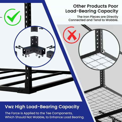 VWZ 48' Overhead Garage Storage Rack, Adjustable Ceiling Shelving, Heavy Duty Hanging Racks With 1320 Lbs Load Capacity, Black