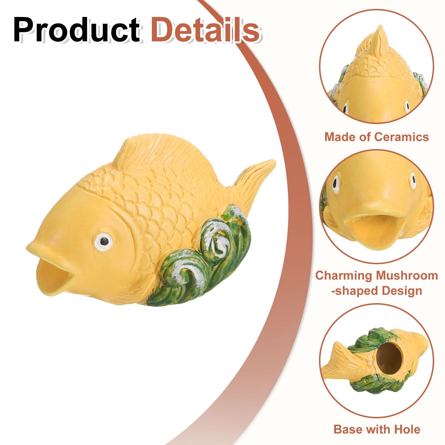 uxcell 2 Pcs Toilet Bolt Covers, Ceramics Toilet Bolt Cap Fish Decor Covers Cute Fish Toilet Screw Cover Caps for Decor Bathroom 3.94"x2.05"x2.36", Yellow