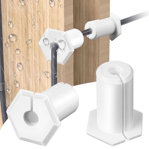 Saillong 2 PCS Cable Routing Kit Compatible with Starlink Ethernet Cable Rubber Grommet for 3/4 Inch Wall Hole Grommet Feed Through Bushing Compatible with Starlink Wall Router Adapter (White)