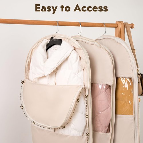 CINPIUK Space Saving Hanging Garment Bag with Self Compression Zipper for Closet Travel Suit Cover Organizer Clothes Dustproof Dress Bag for Suits, Dresses, Coats, XL - 51‘’ x 23'' x 6''