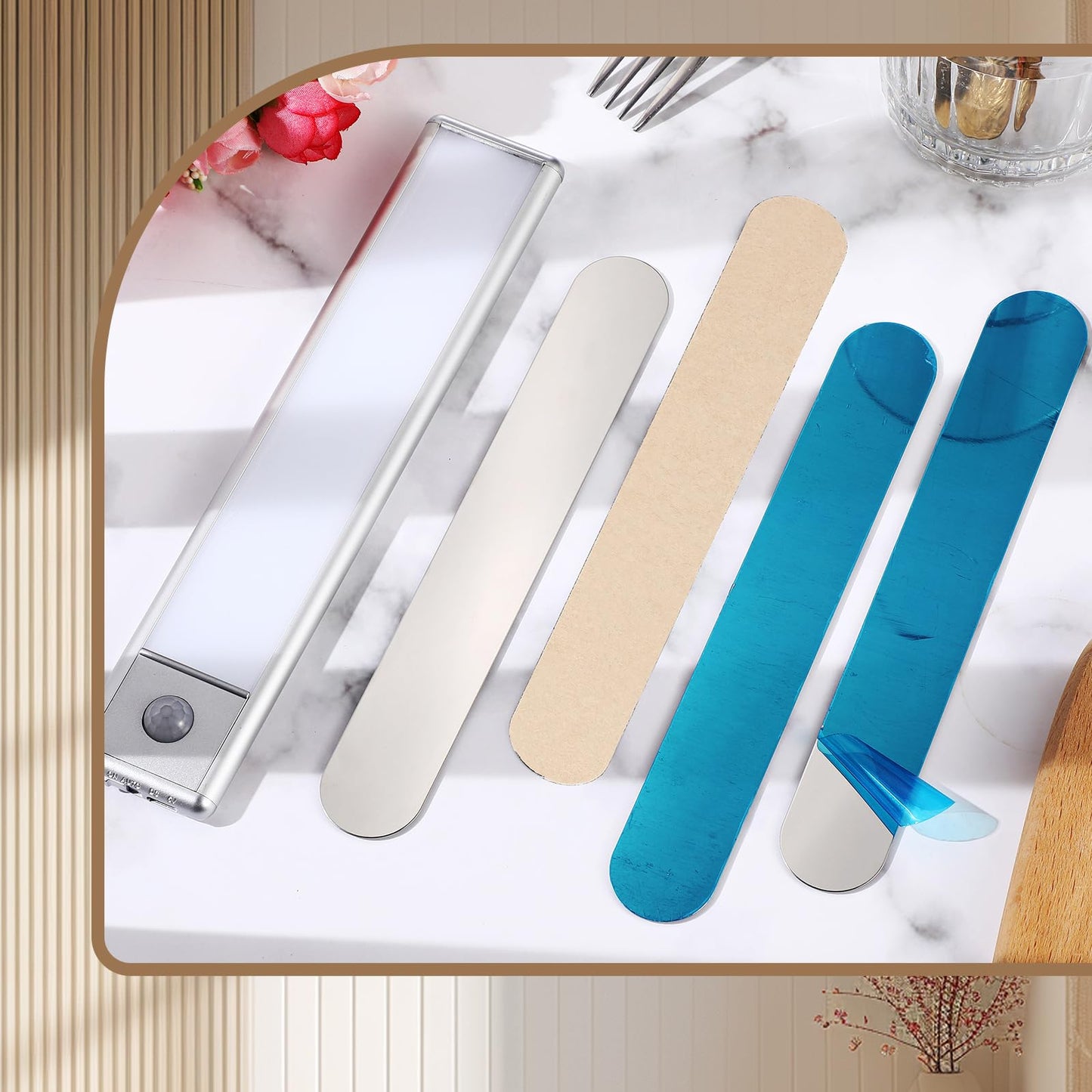 Konohan 4 Pcs Under Cabinet Lights Magnetic Sticky, Cabinet Lights Replacement Magnetic Strips
