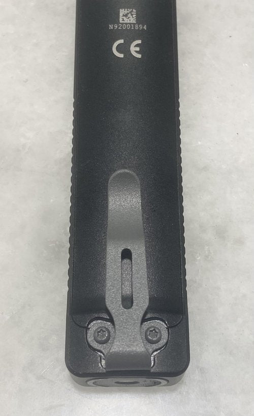 Steel Pocket Clip for Arkfeld PRO and Arkfeld UV Flashligh, Gray Powder Coated Steel Alloy, with Mounting Screws