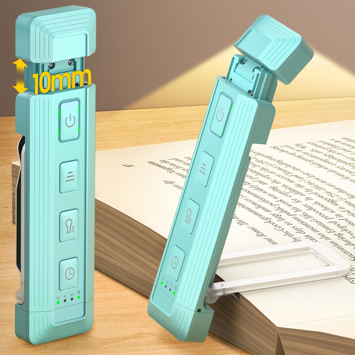 Glocusent Extendable Book Lights for Reading at Night, 5 Enhanced Brightness & 3 Colors with Sleep Aid & Timers, Clip on USB Rechargeable Reading Light for Books in Bed, Ideal Gifts for Book Lovers