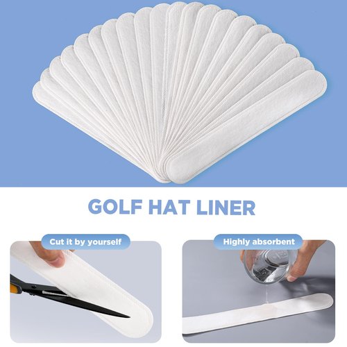 Gejoy Hat Sweat Liner 30 Pcs Hat Sweat Protector Disposable Cap Sweatband for Women Men Golf Baseball(White)